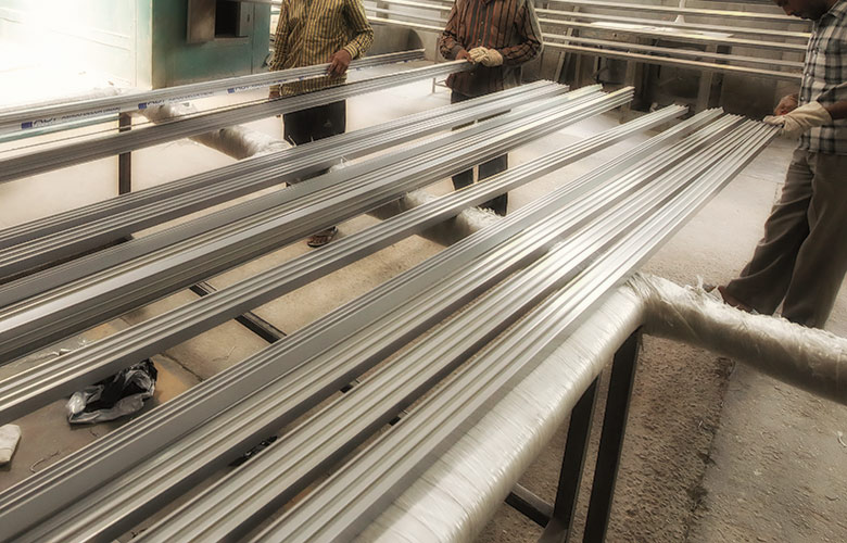 High-performance aluminium buffing and surface smoothing machines at Radiant Anodisers processing plant