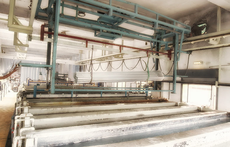 PLC-controlled pre-treatment line with Henkel Chembond and Chemetall chemicals at Radiant Anodisers Behror